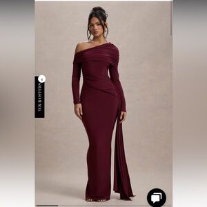 CLUB L LONDON Valina Burgundy Dress